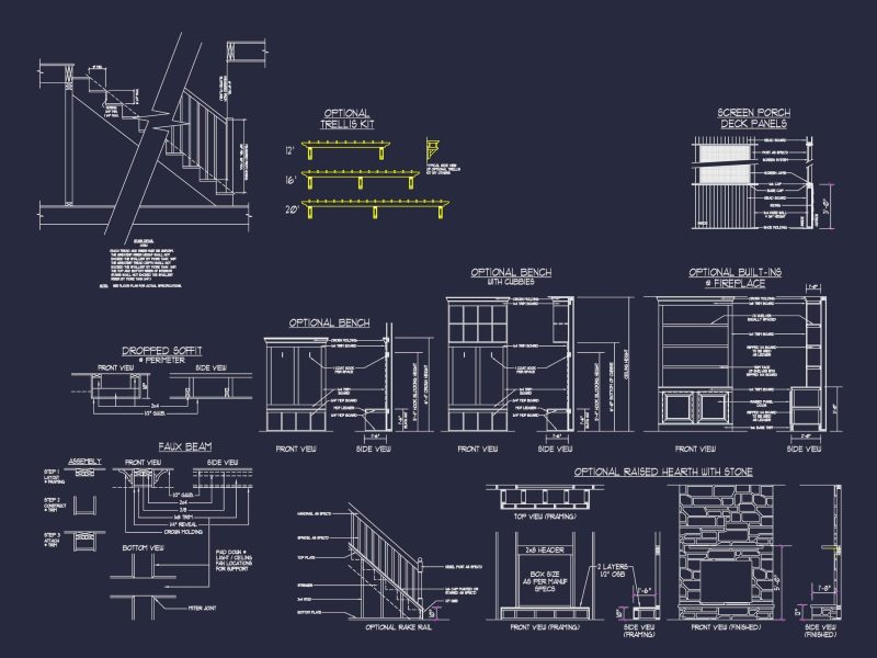 Charming 1-Story House Plan with Craftsman Design & CAD Blueprints