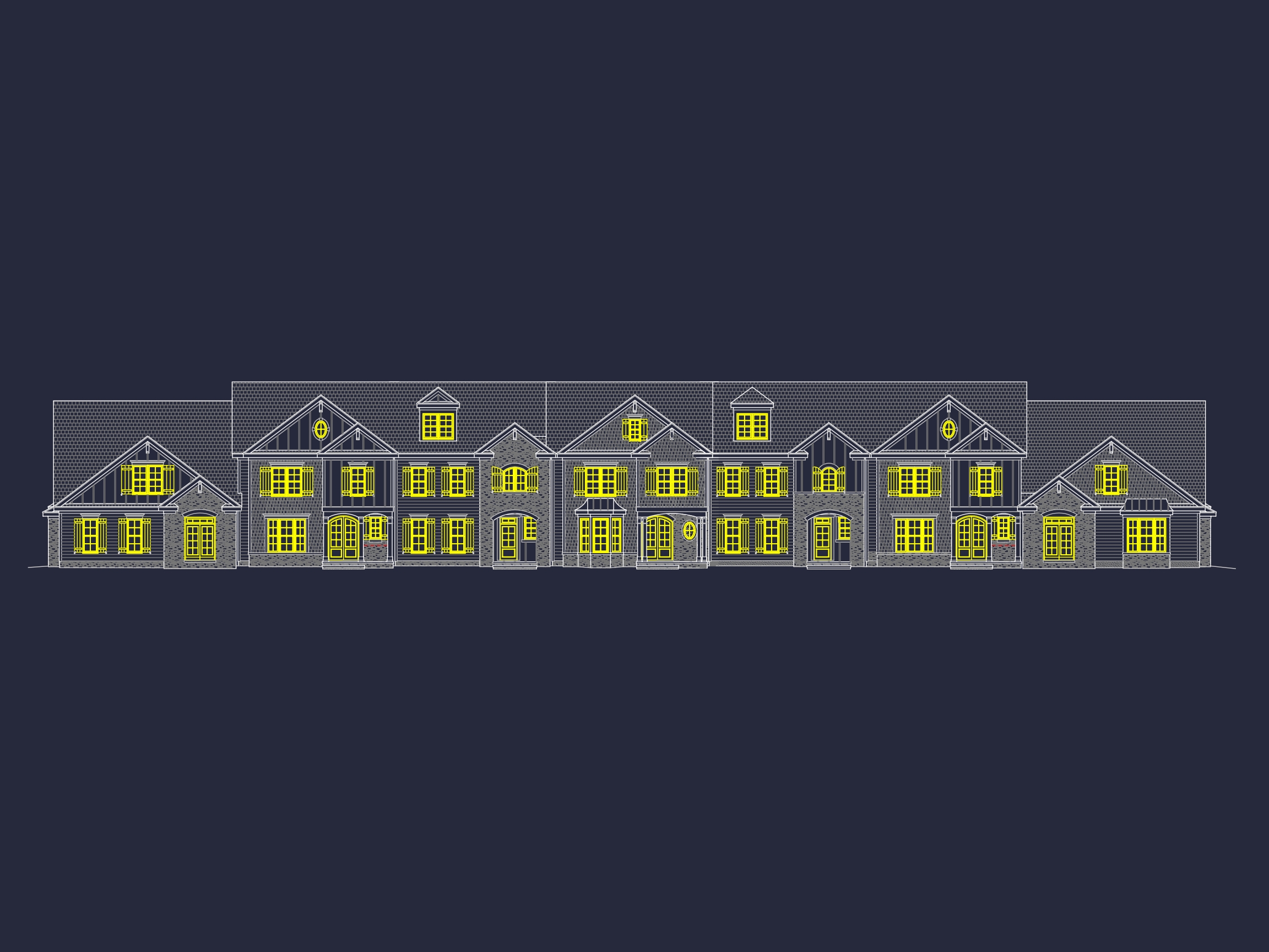 7-Unit Townhome Floor Plan with Vaulted Ceilings and CAD Designs