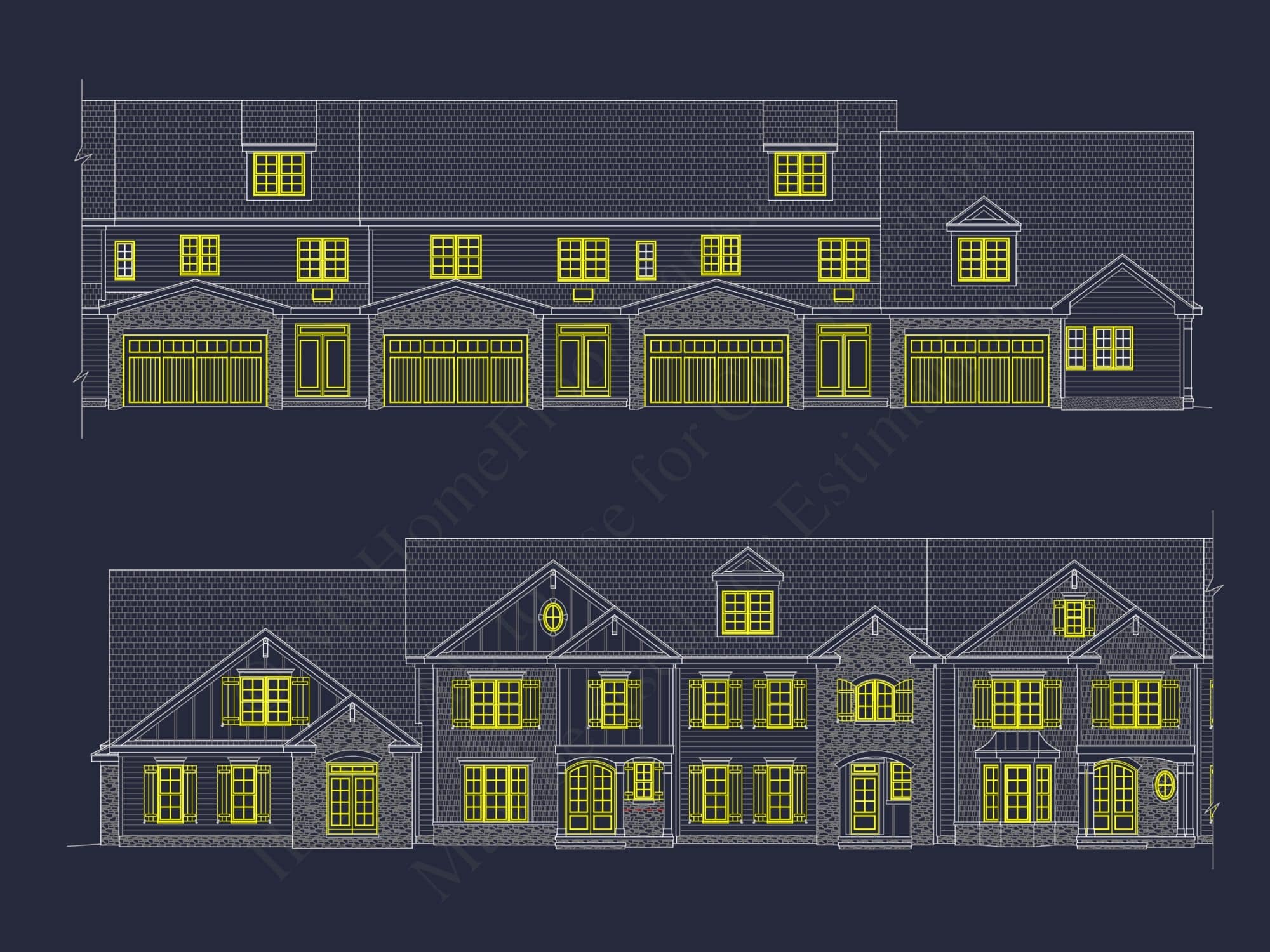 7-Unit Townhome Floor Plan with Vaulted Ceilings and CAD Designs