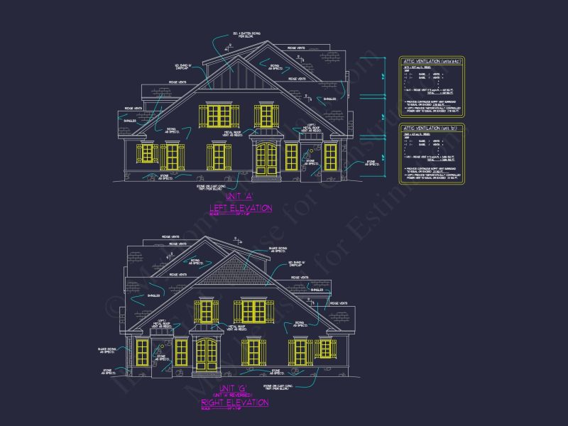7-Unit Townhome Floor Plan with Vaulted Ceilings and CAD Designs