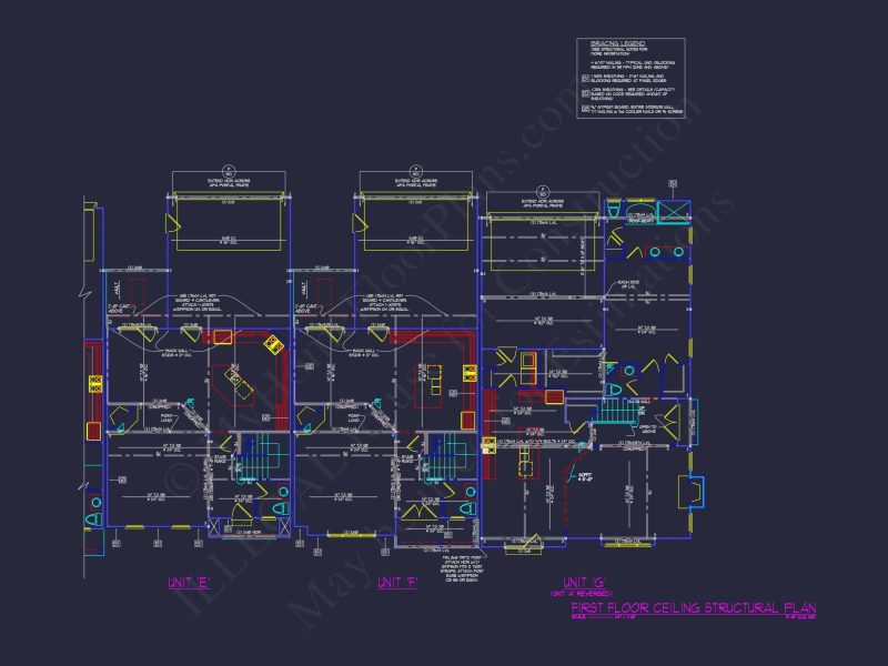 7-Unit Townhome Floor Plan with Vaulted Ceilings and CAD Designs