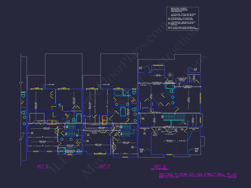 7-Unit Townhome Floor Plan with Vaulted Ceilings and CAD Designs