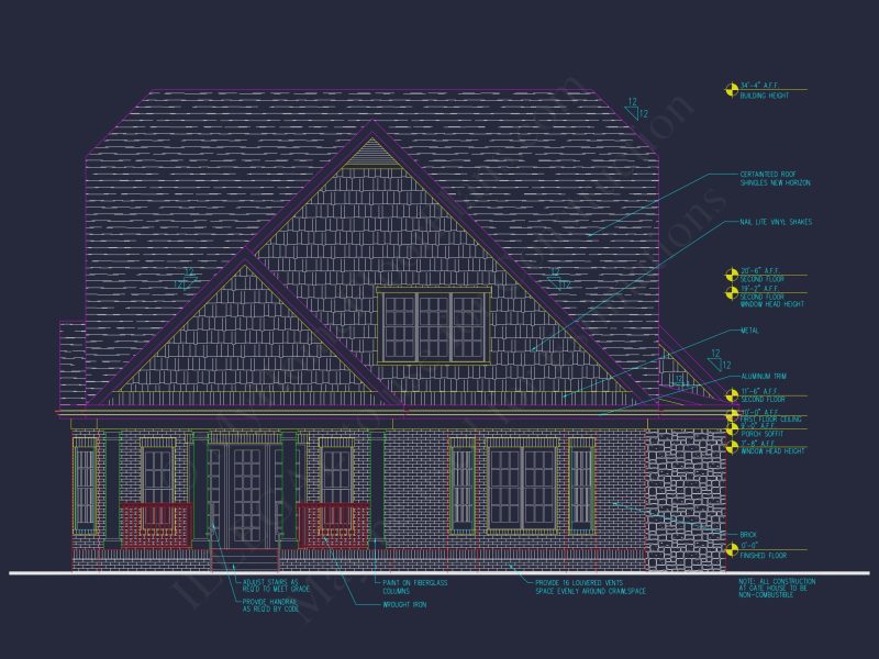 Beautiful 2-Story Home Floor Plan with Vaulted Ceilings & CAD Blueprints