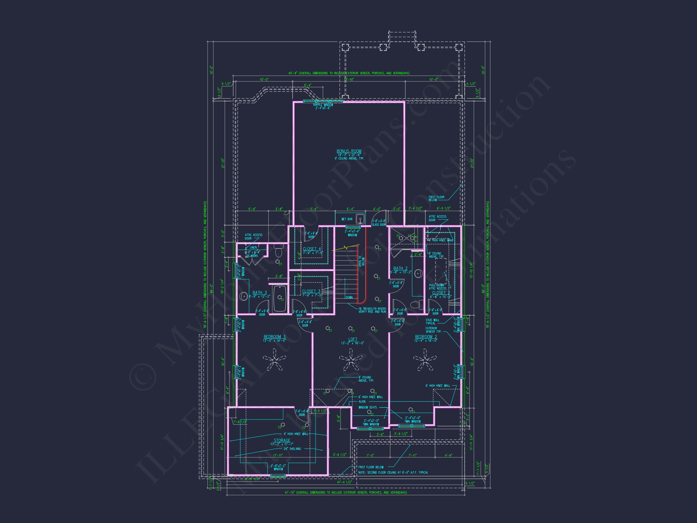 Beautiful 2-Story Home Floor Plan with Vaulted Ceilings & CAD Blueprints