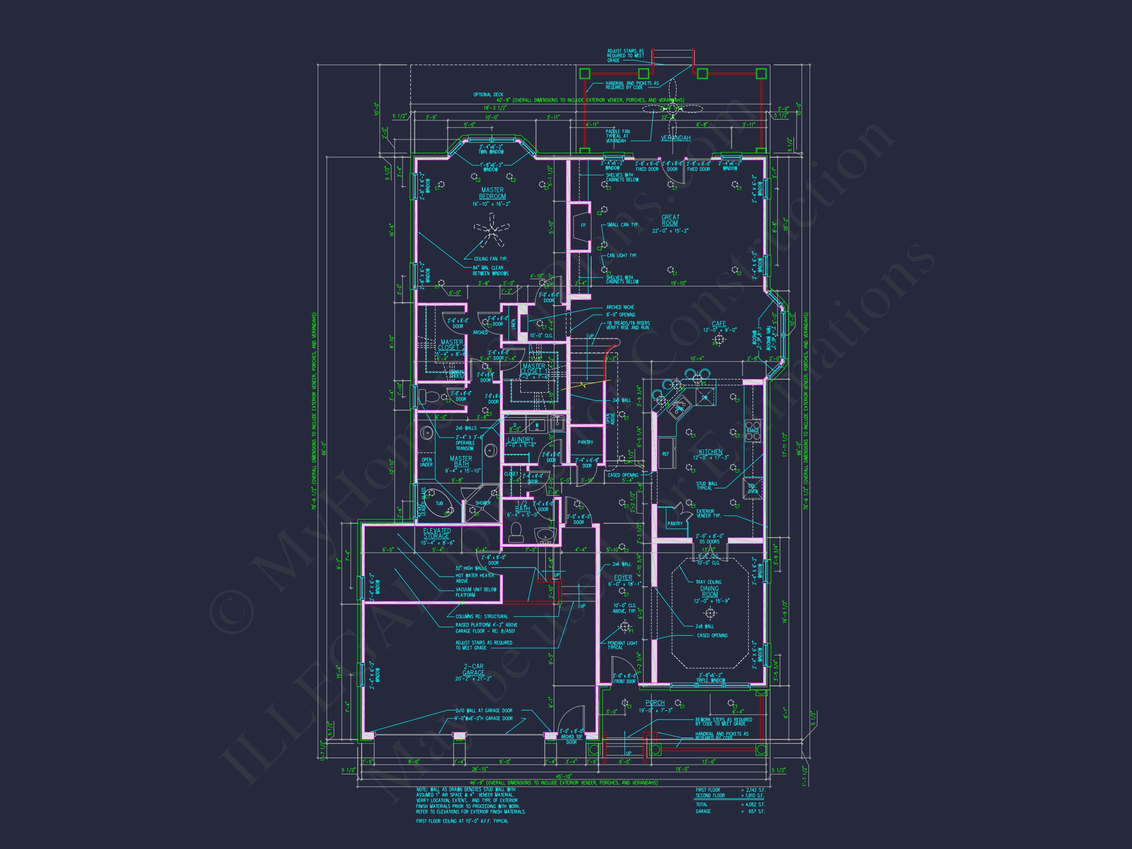 Beautiful 2-Story Home Floor Plan with Vaulted Ceilings & CAD Blueprints