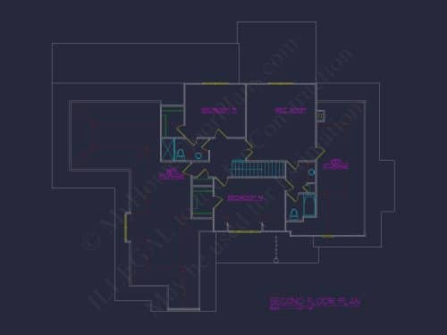 Traditional Home Plan with Open Floor Layout, 4 Bedrooms & CAD Blueprints