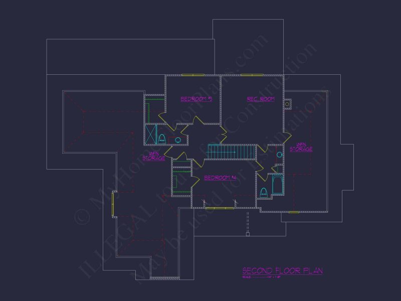 Traditional Home Plan with Open Floor Layout, 4 Bedrooms & CAD Blueprints