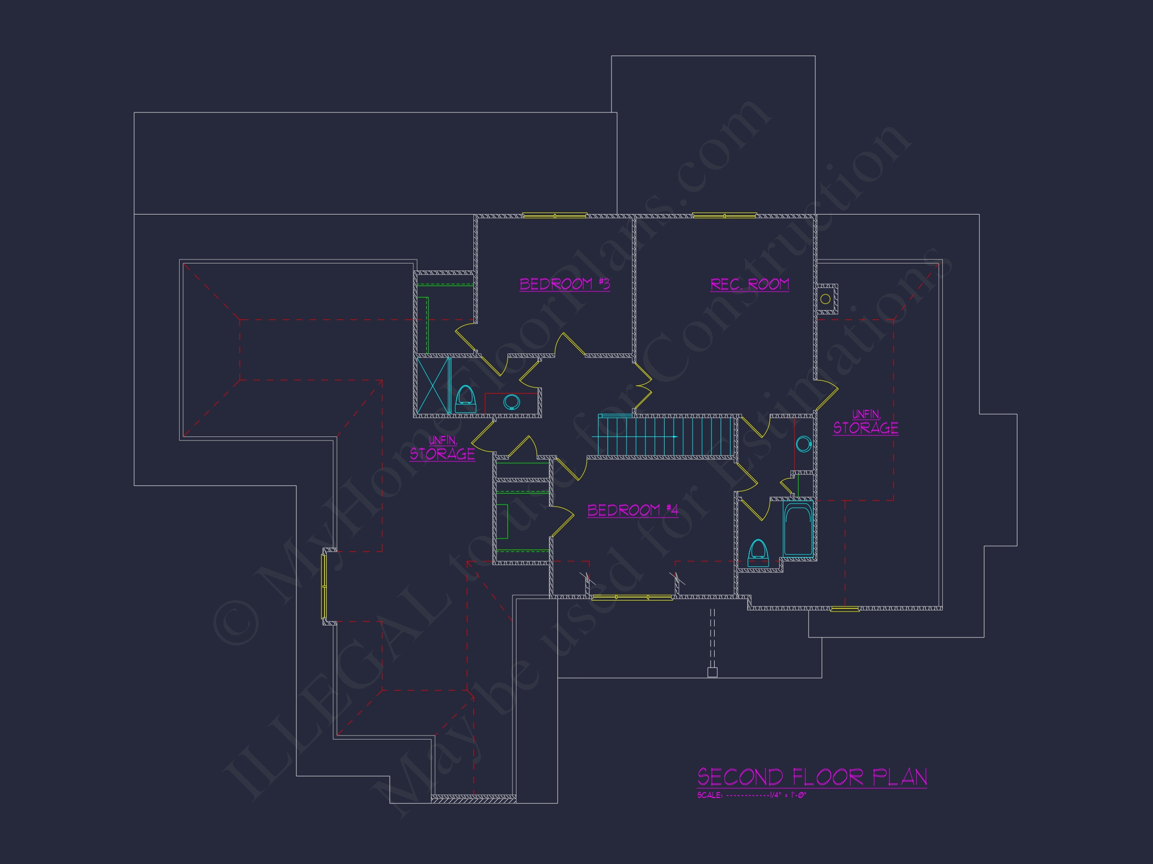 Traditional Home Plan with Open Floor Layout, 4 Bedrooms & CAD Blueprints