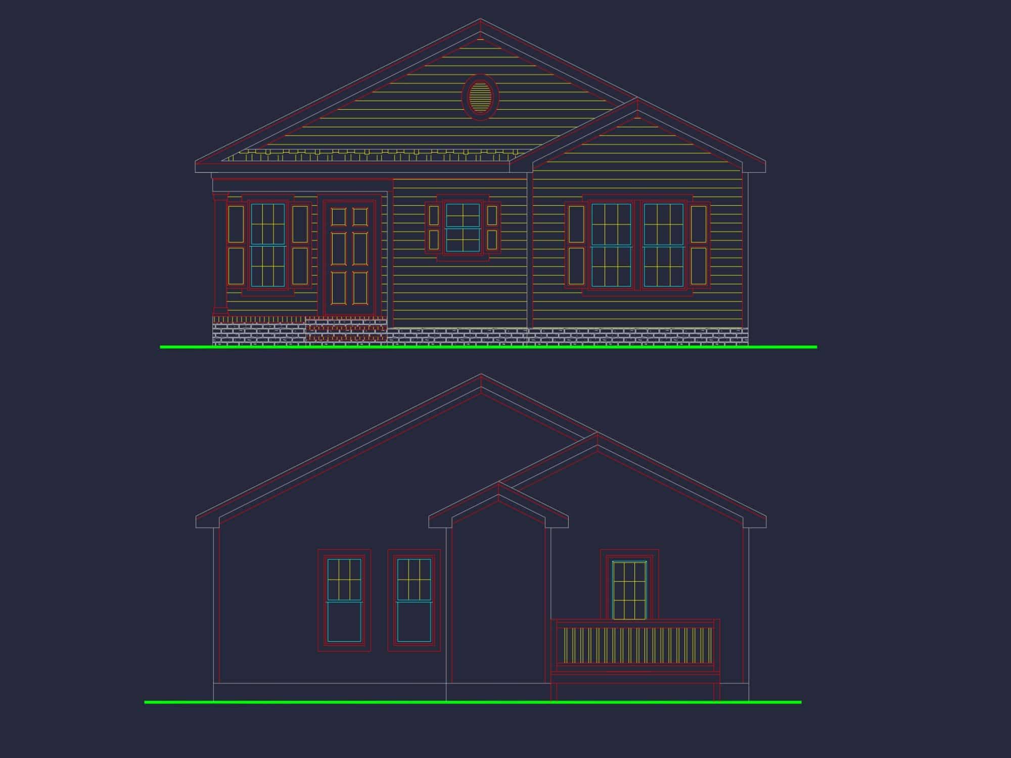 Stylish Home Blueprint: Bungalow Floor Plan Design with CAD