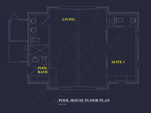 Charming Pool House Plan with Vaulted Ceilings & CAD Blueprints