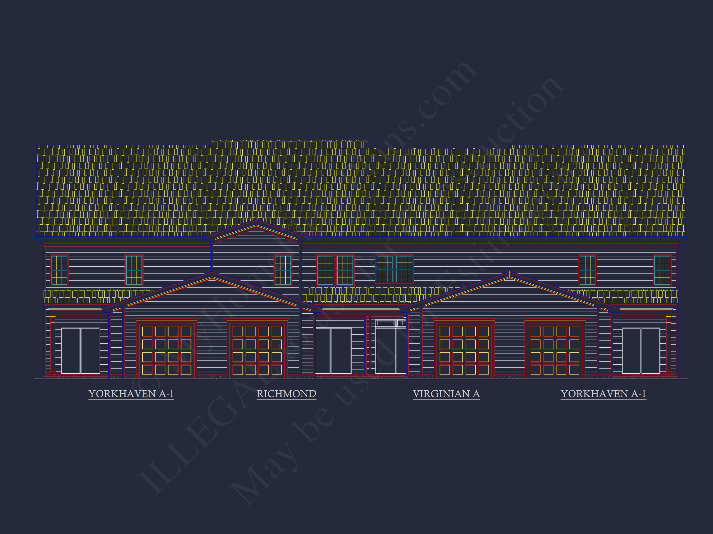 Colonial Revival Townhome with 2 Stories and CAD Blueprint