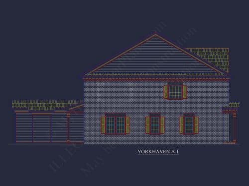 Colonial Revival Townhome with 2 Stories and CAD Blueprint