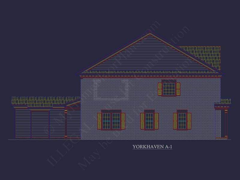 Colonial Revival Townhome with 2 Stories and CAD Blueprint