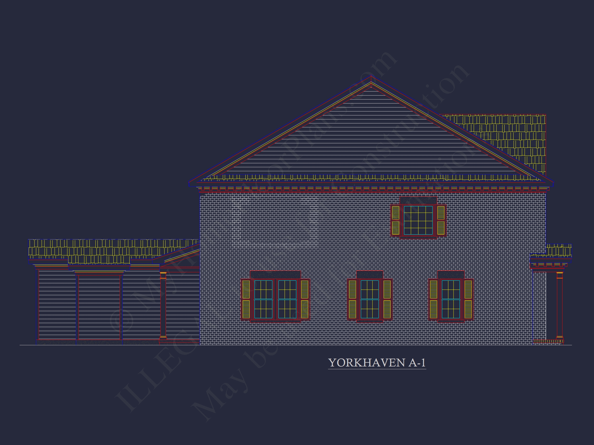 Colonial Revival Townhome with 2 Stories and CAD Blueprint
