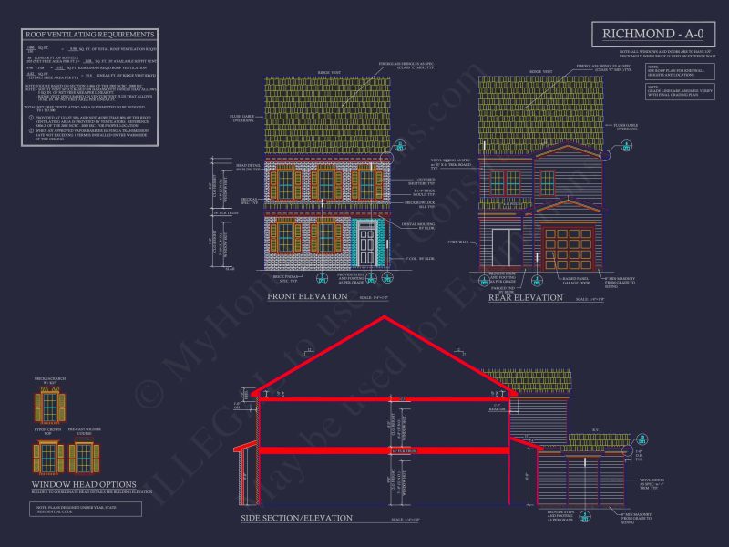 Colonial Revival Townhome with 2 Stories and CAD Blueprint