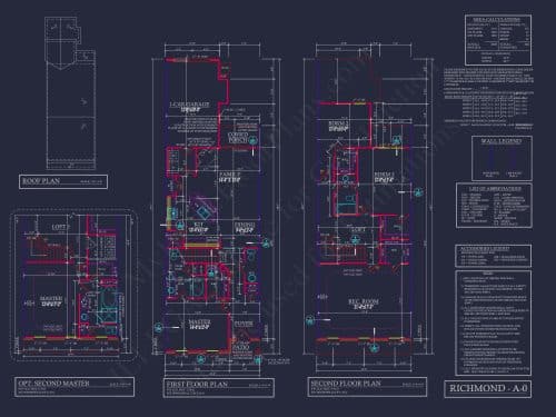 Colonial Revival Townhome with 2 Stories and CAD Blueprint