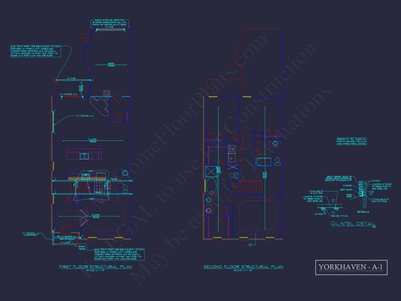 Colonial Revival Townhome with 2 Stories and CAD Blueprint