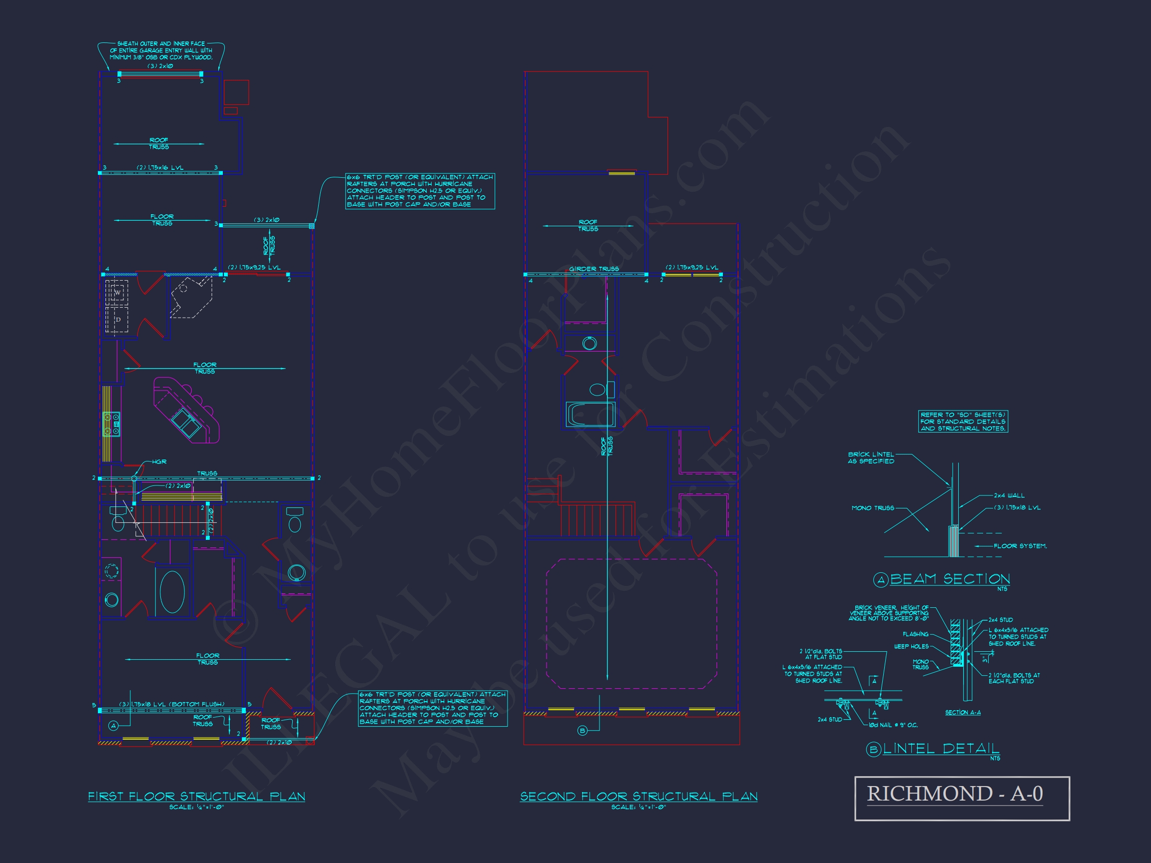 Colonial Revival Townhome with 2 Stories and CAD Blueprint