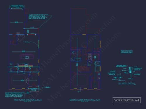 Colonial Revival Townhome with 2 Stories and CAD Blueprint