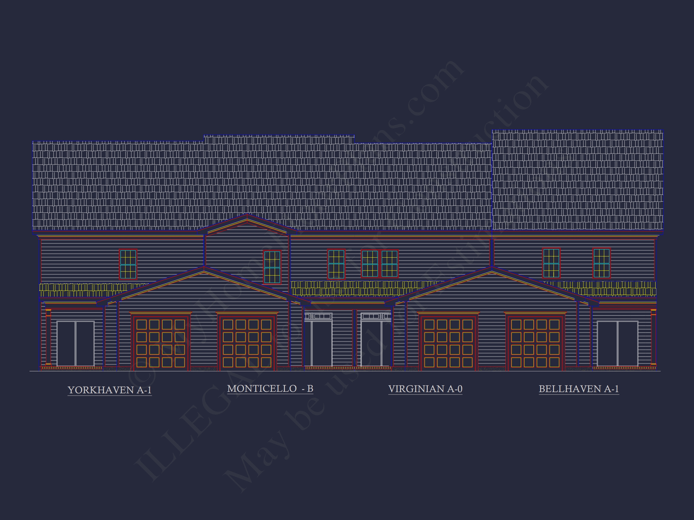 Colonial Revival Townhome: Detailed CAD Blueprint & Rear Garage