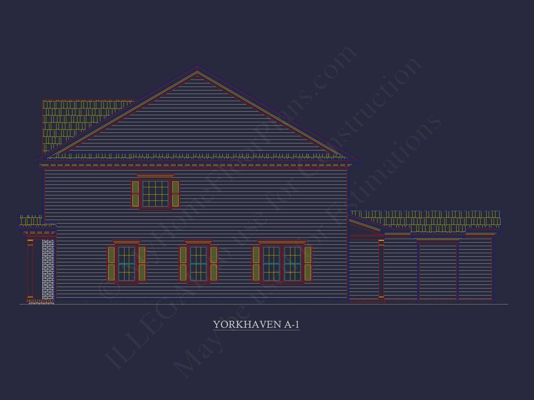 Colonial Revival Townhome: Detailed CAD Blueprint & Rear Garage