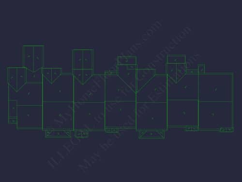 Traditional 7-Unit Townhome Floor Plan with Colonial Revival Design