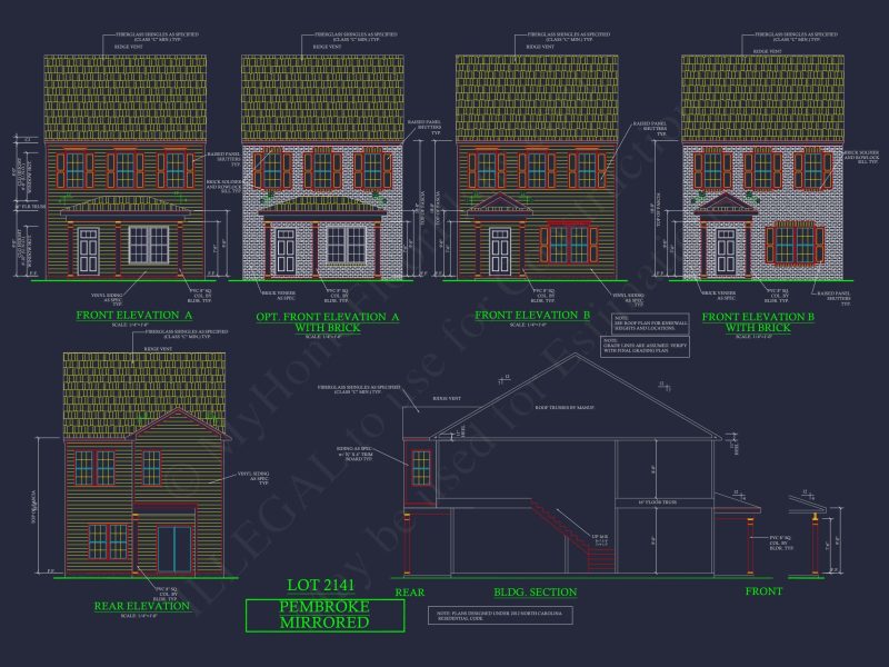 Traditional 7-Unit Townhome Floor Plan with Colonial Revival Design