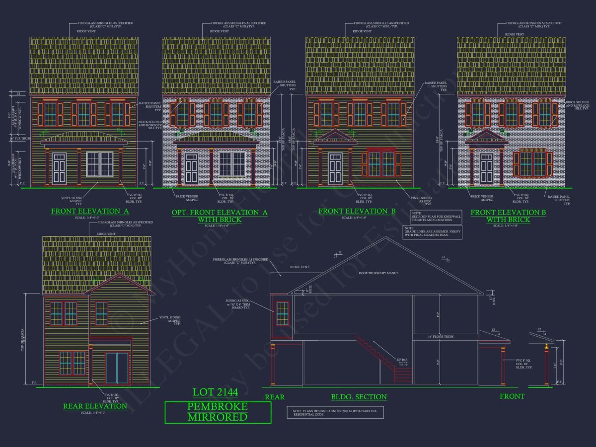 Traditional 7-Unit Townhome Floor Plan with Colonial Revival Design