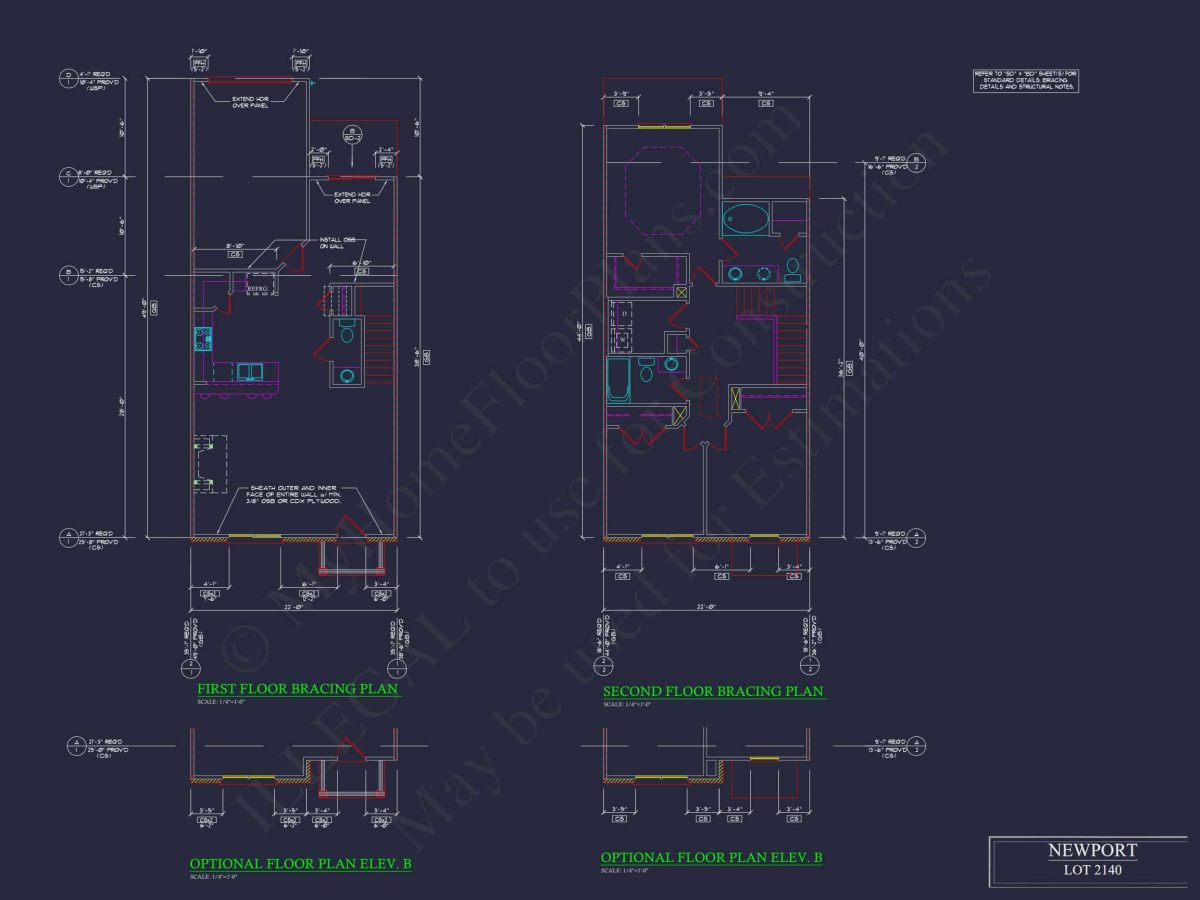 Traditional 7-Unit Townhome Floor Plan with Colonial Revival Design