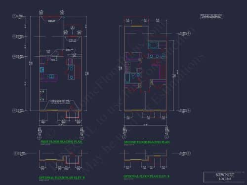 Traditional 7-Unit Townhome Floor Plan with Colonial Revival Design