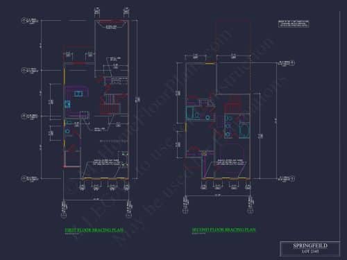 Traditional 7-Unit Townhome Floor Plan with Colonial Revival Design