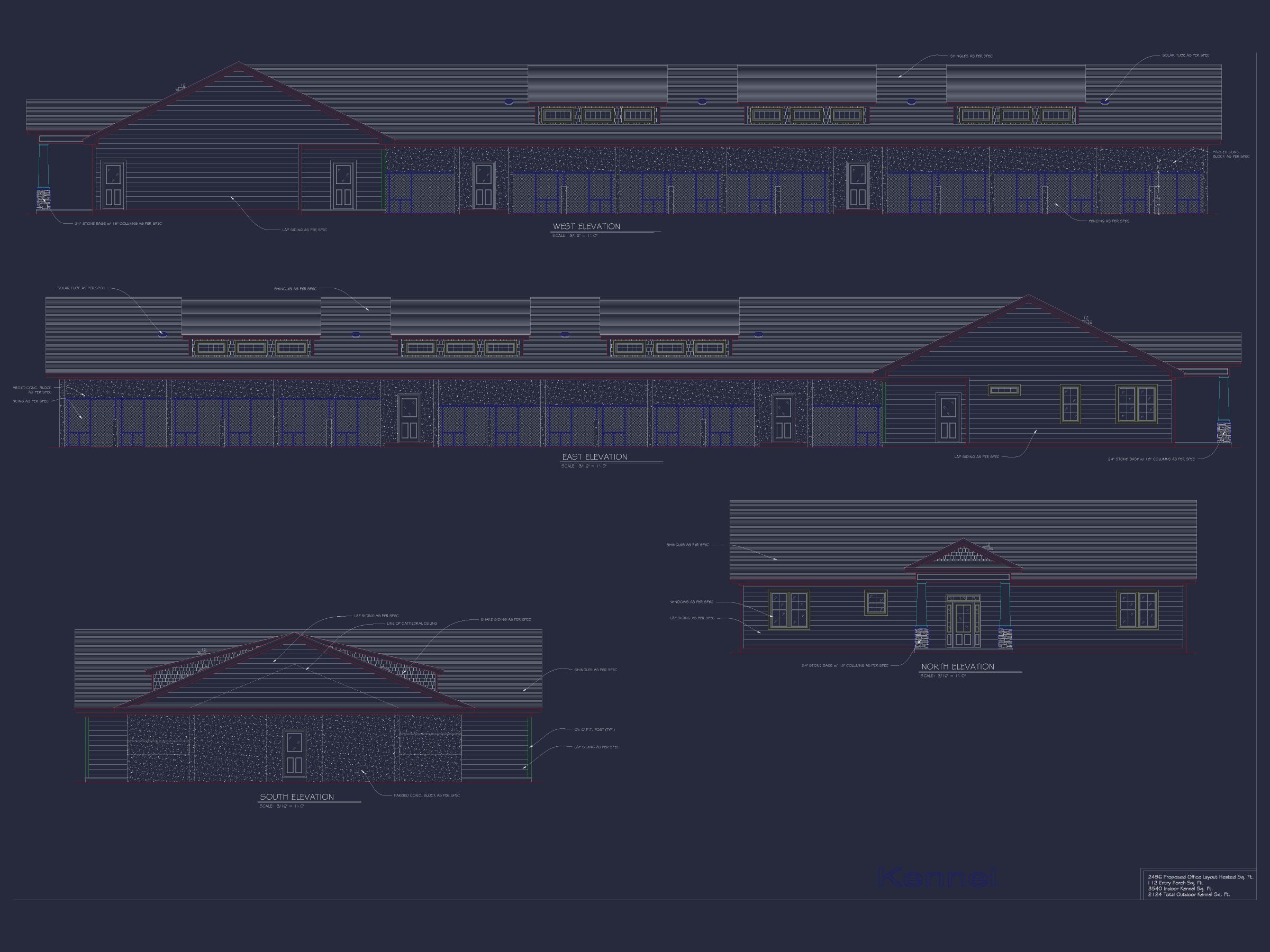 Dog Kennel Floor Plan with 6,148 Sq Ft of Heated Space