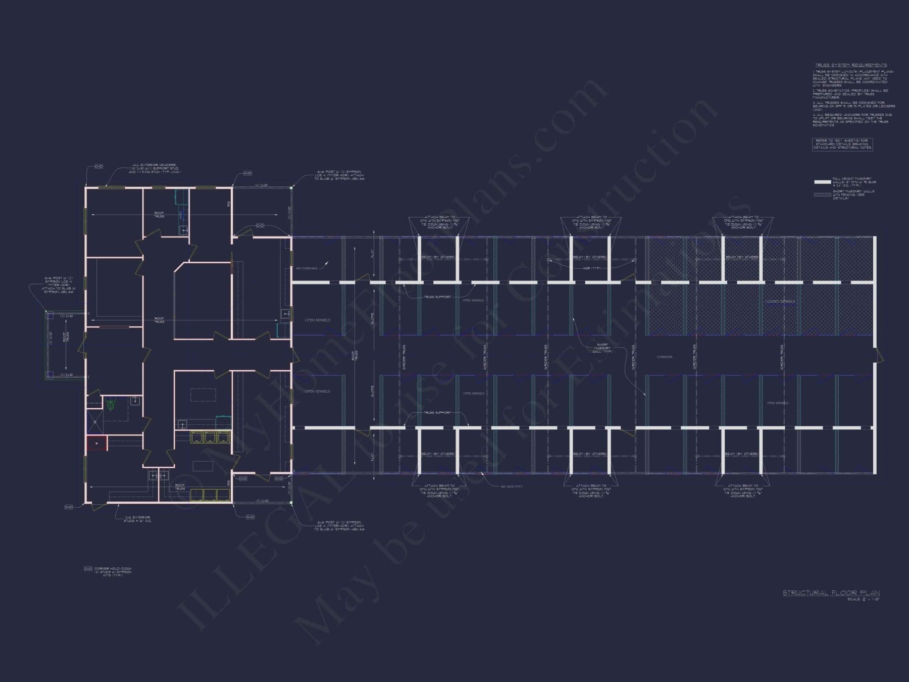 Dog Kennel Floor Plan with 6,148 Sq Ft of Heated Space