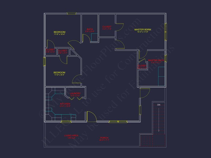 Coastal Home Plan with 3 Bedrooms, 2 Baths & CAD Designs