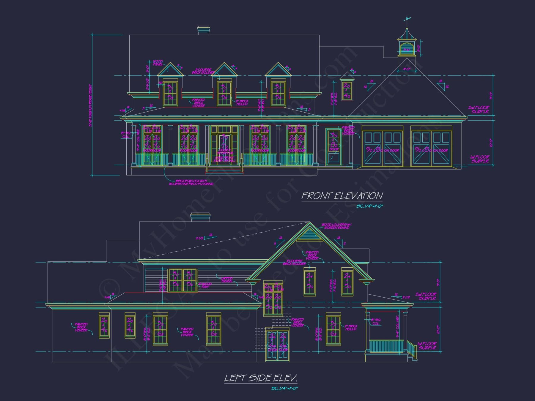 Elegant 2-Story House Plan with Brick Exterior & Fireplace Charm