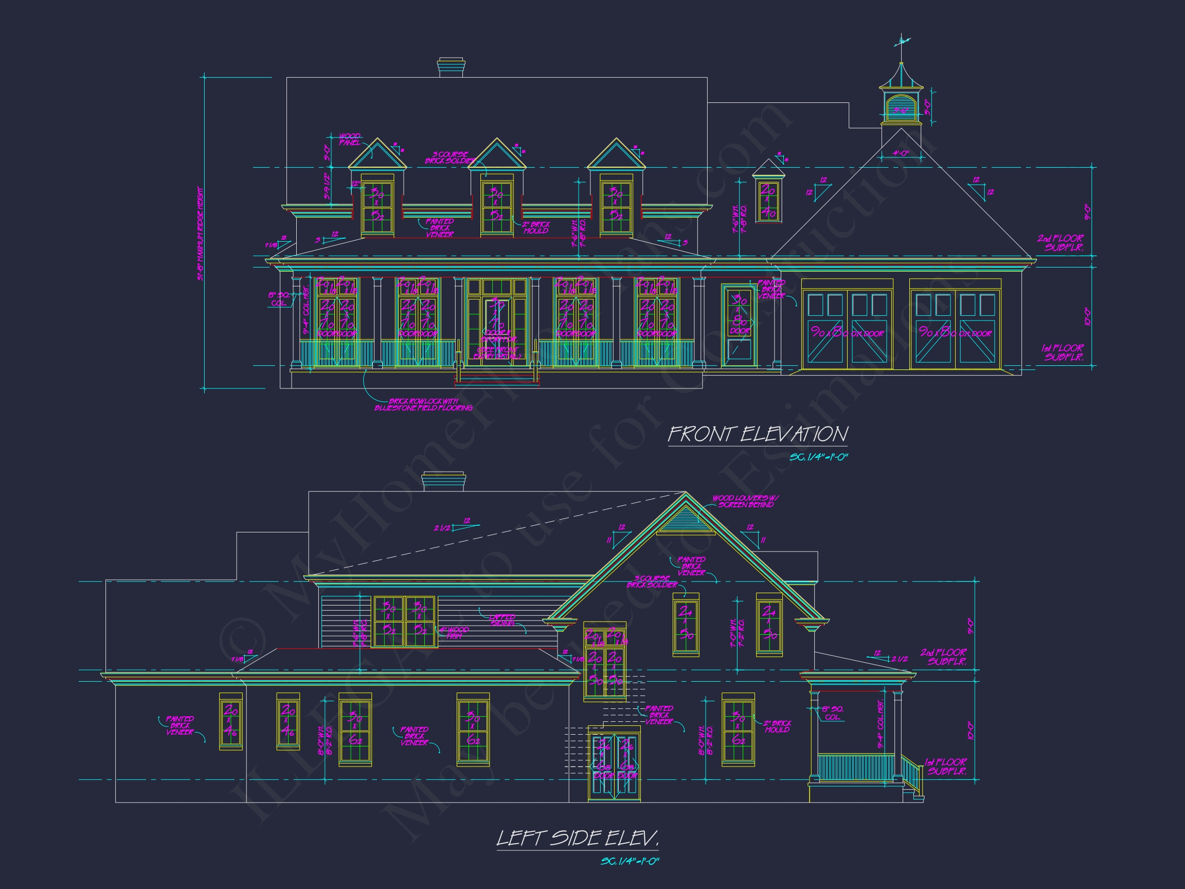 Elegant 2-Story House Plan with Brick Exterior & Fireplace Charm