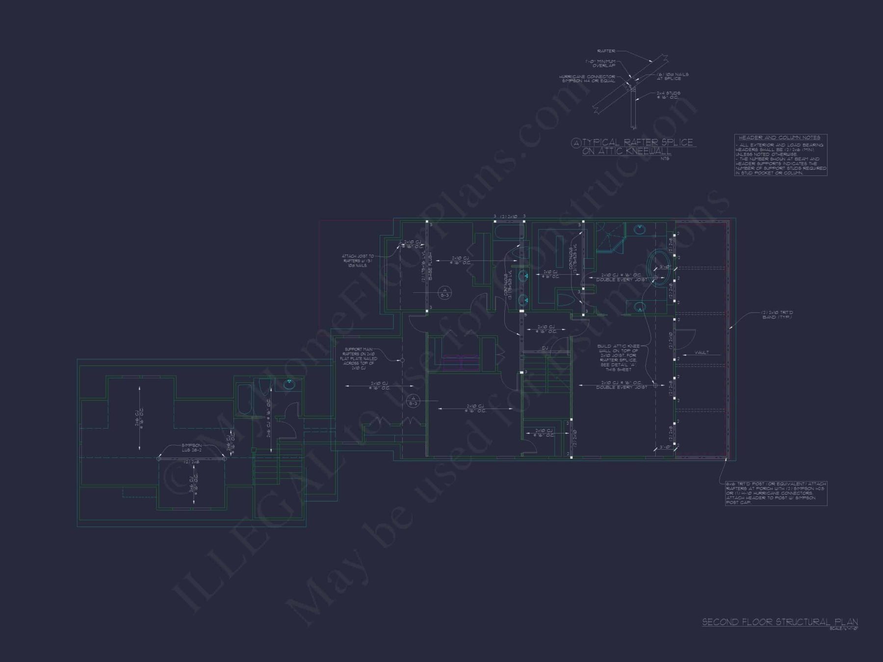 Elegant 2-Story House Plan with Colonial Architecture & CAD Blueprints
