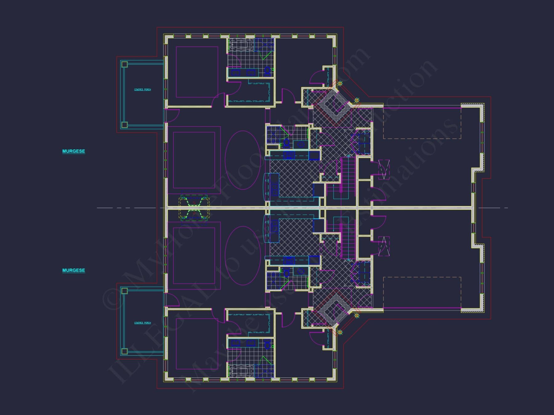 Traditional Duplex Home Plan with CAD Designs & Spacious Floor Layout