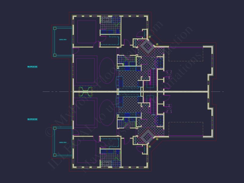 Traditional Duplex Home Plan with CAD Designs & Spacious Floor Layout