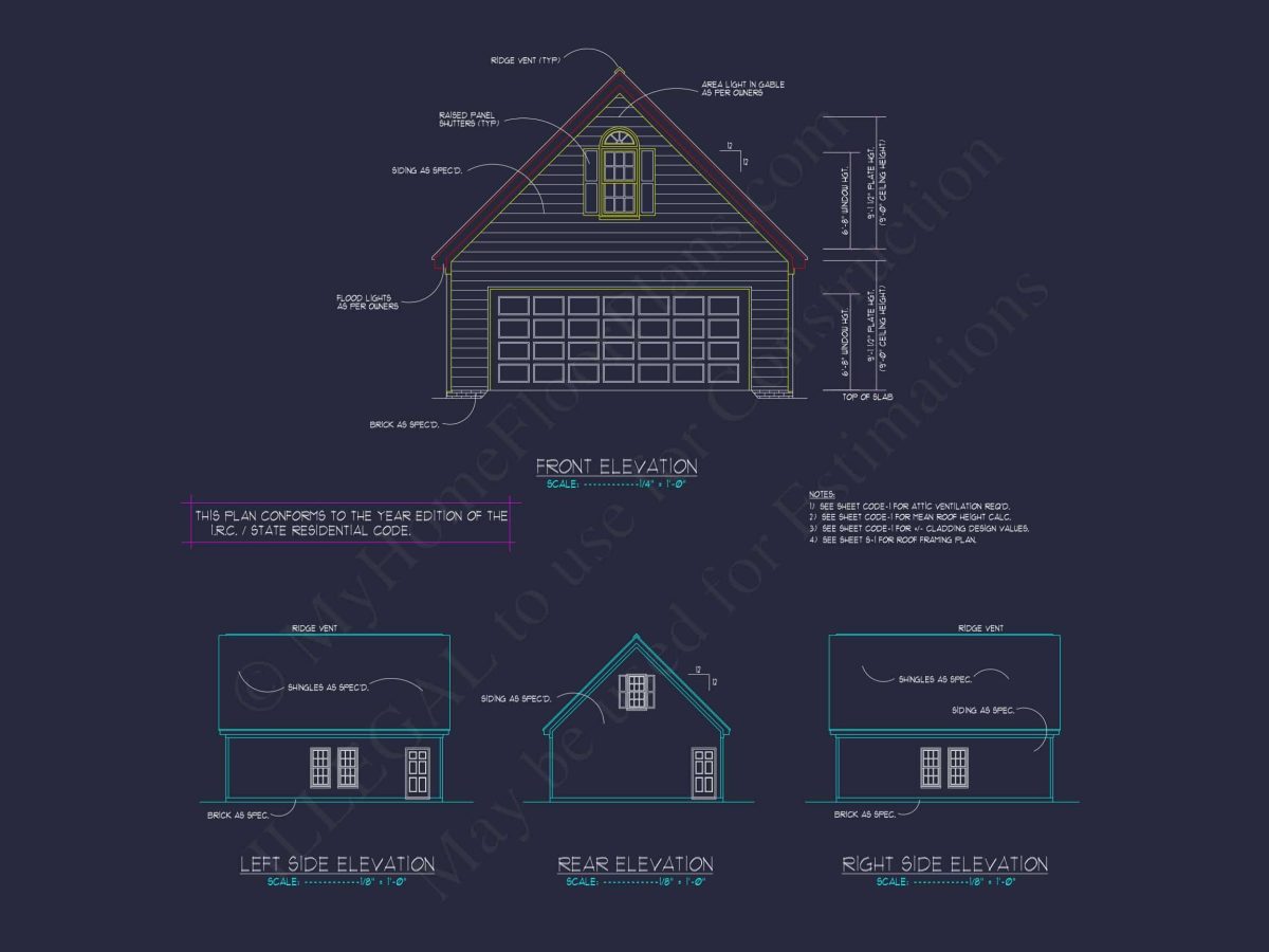 24x30 Garage Floor Plan with Attic and CAD Blueprint Designs