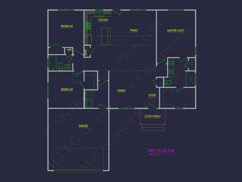 Efficient 1-Story House Plan with Spacious Layout & Craftsman Style