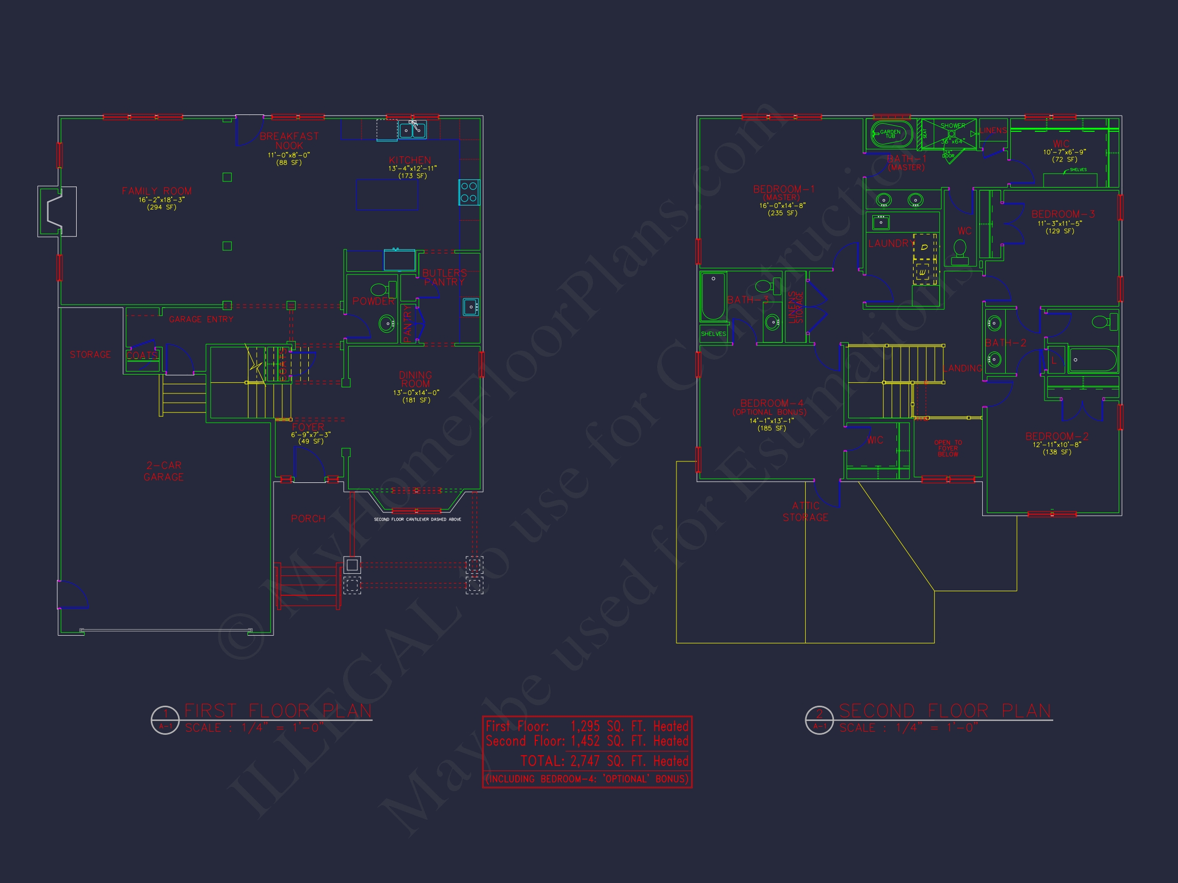 Spacious 4-Bedroom Home Plan with Open Layout and CAD Files