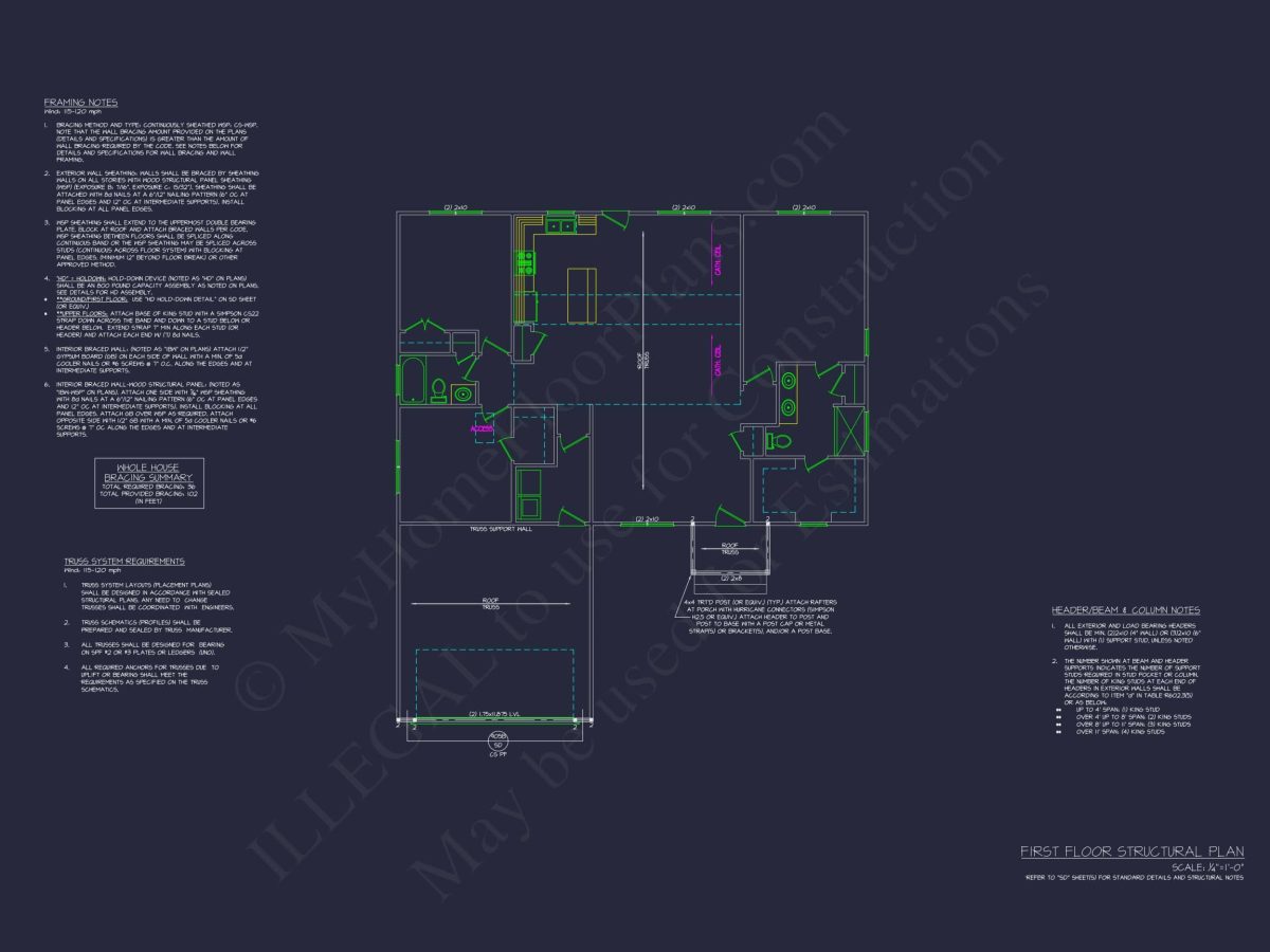 Efficient 1-Story House Plan with Spacious Layout & Craftsman Style