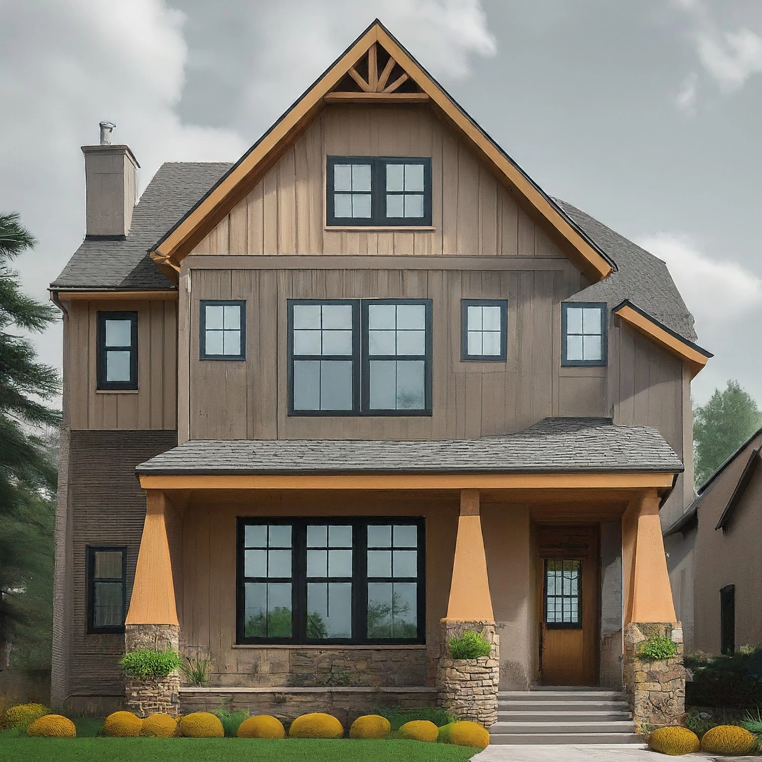 European-American Home Plan Exterior 