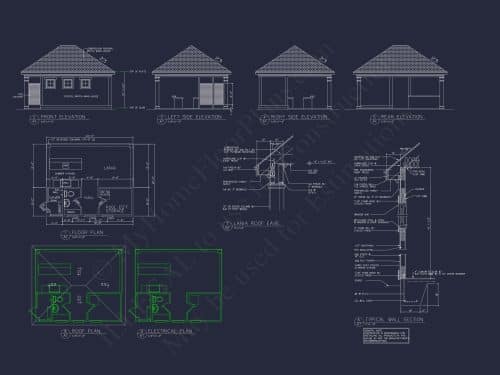Modern Poolhouse Design with Lanai and Floor Plan Blueprint
