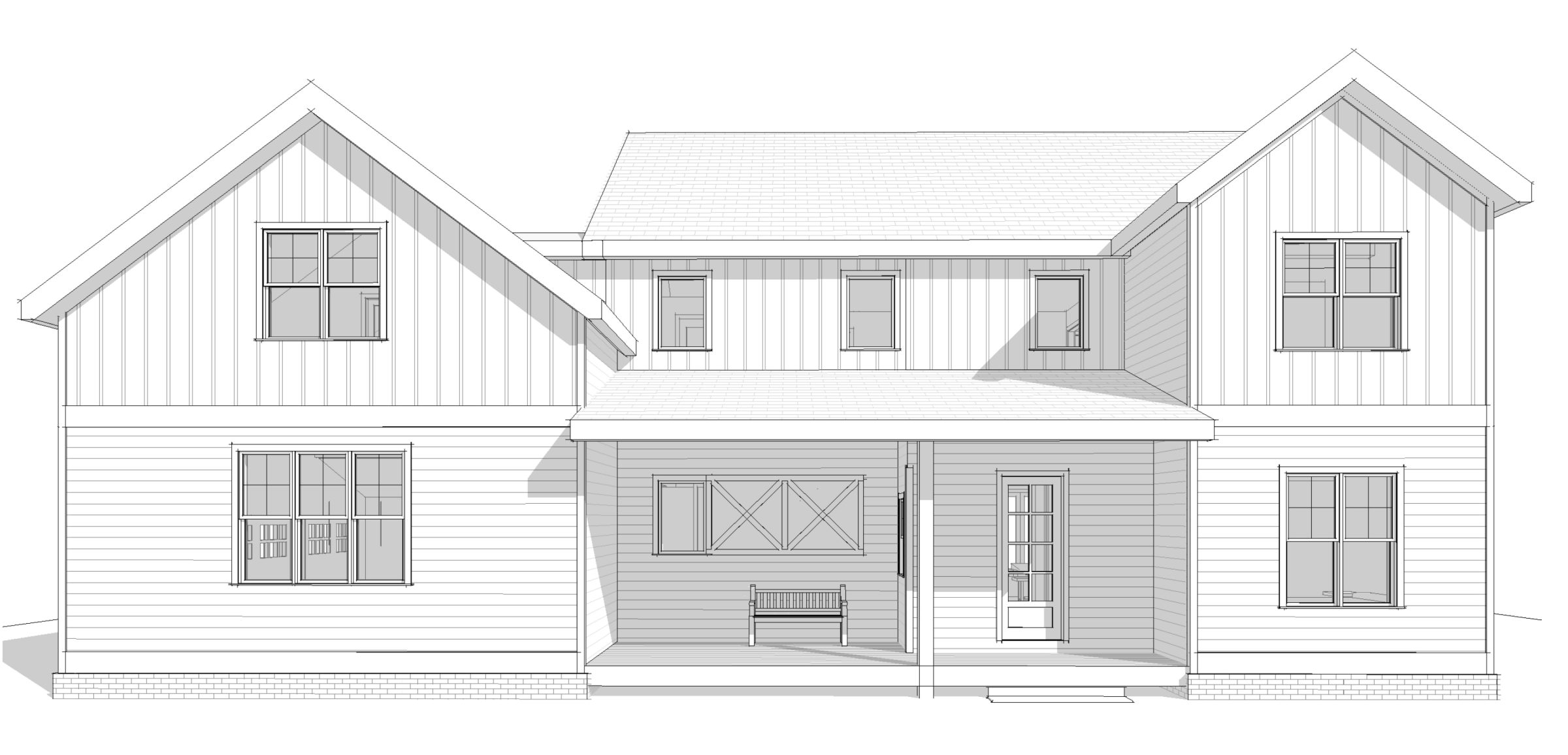 Traditional Craftsman Colonial Floor Plan with Covered Porch & CAD Blueprints