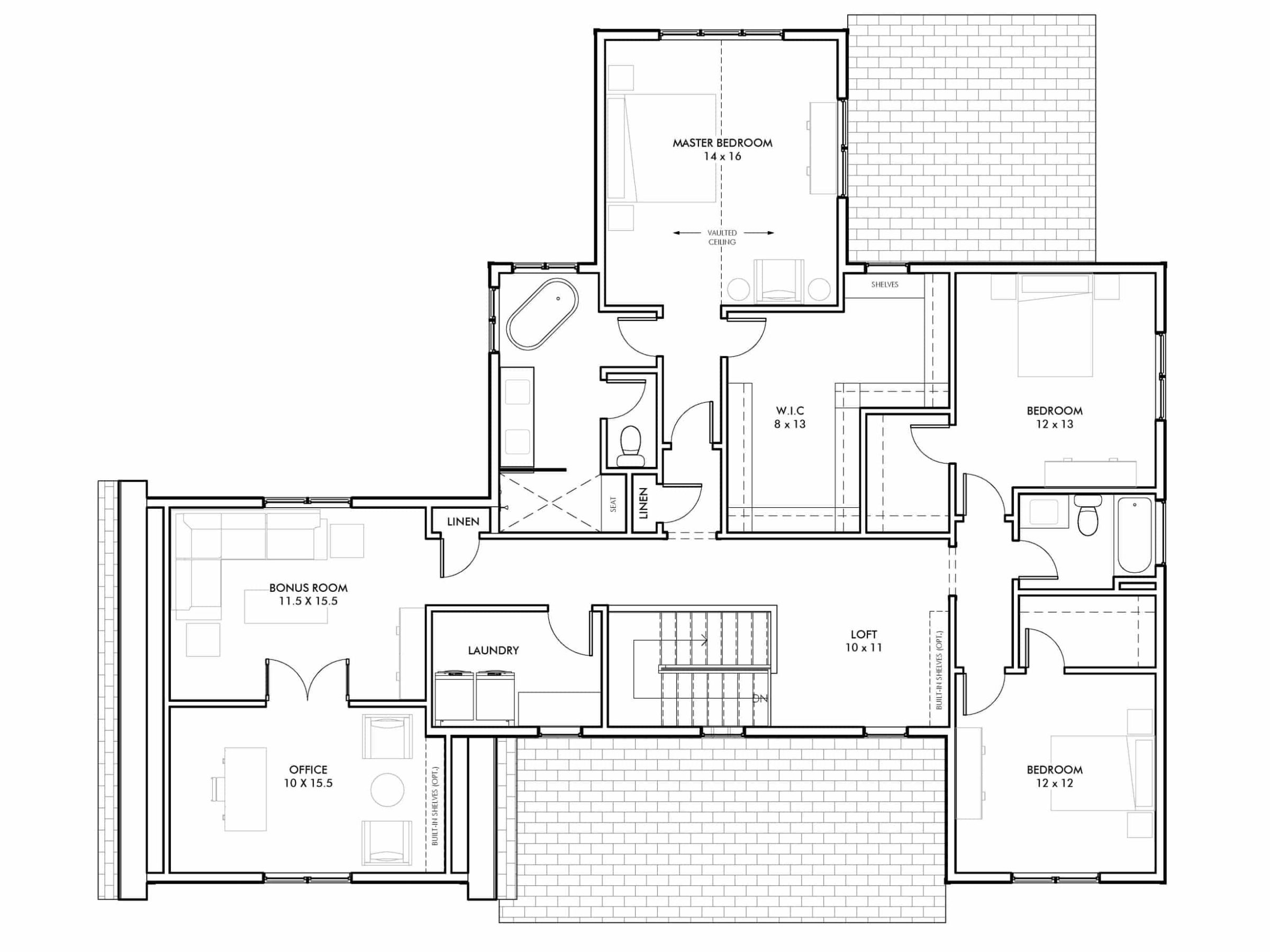 Traditional Craftsman Colonial Floor Plan with Covered Porch & CAD Blueprints