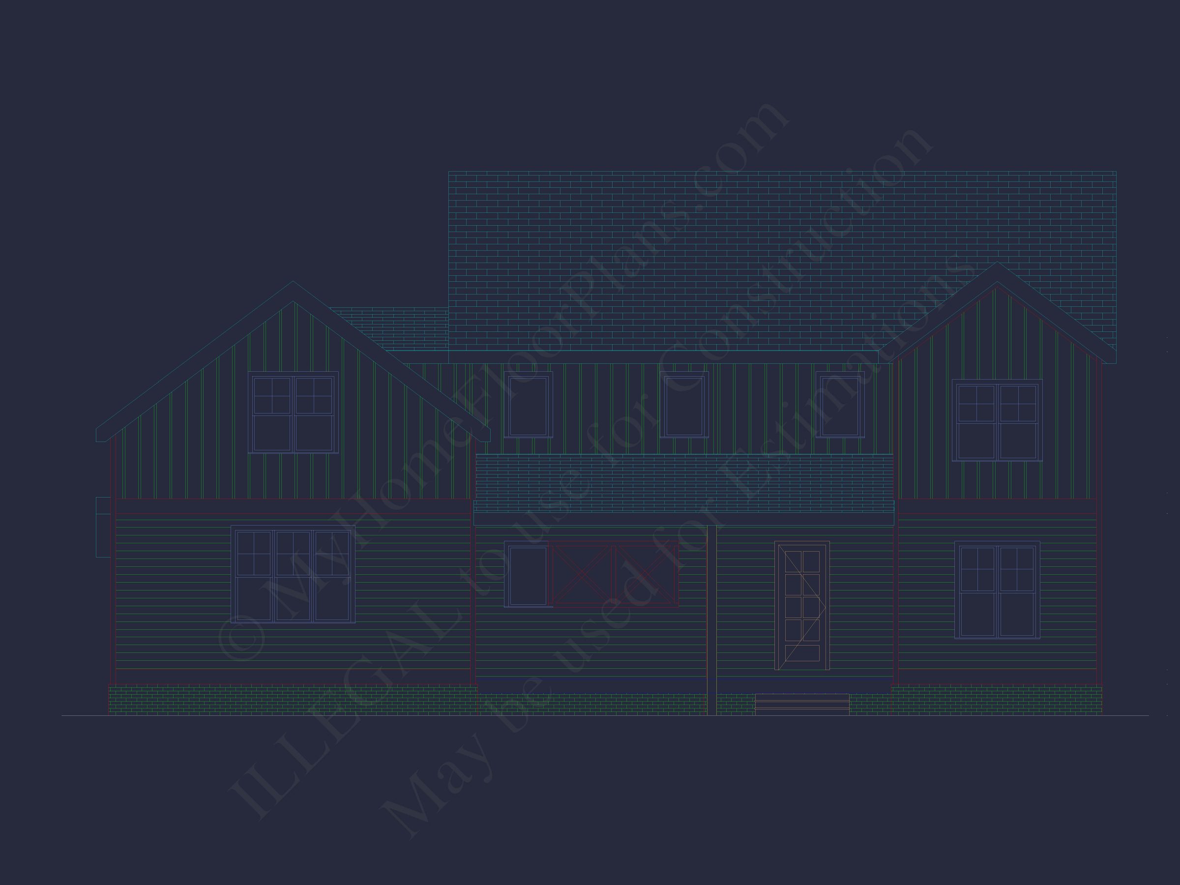 Traditional Craftsman Colonial Floor Plan with Covered Porch & CAD Blueprints
