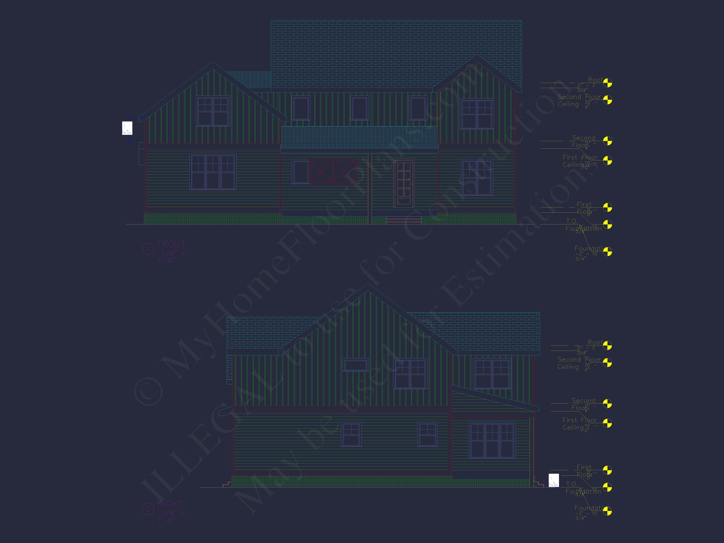 Traditional Craftsman Colonial Floor Plan with Covered Porch & CAD Blueprints