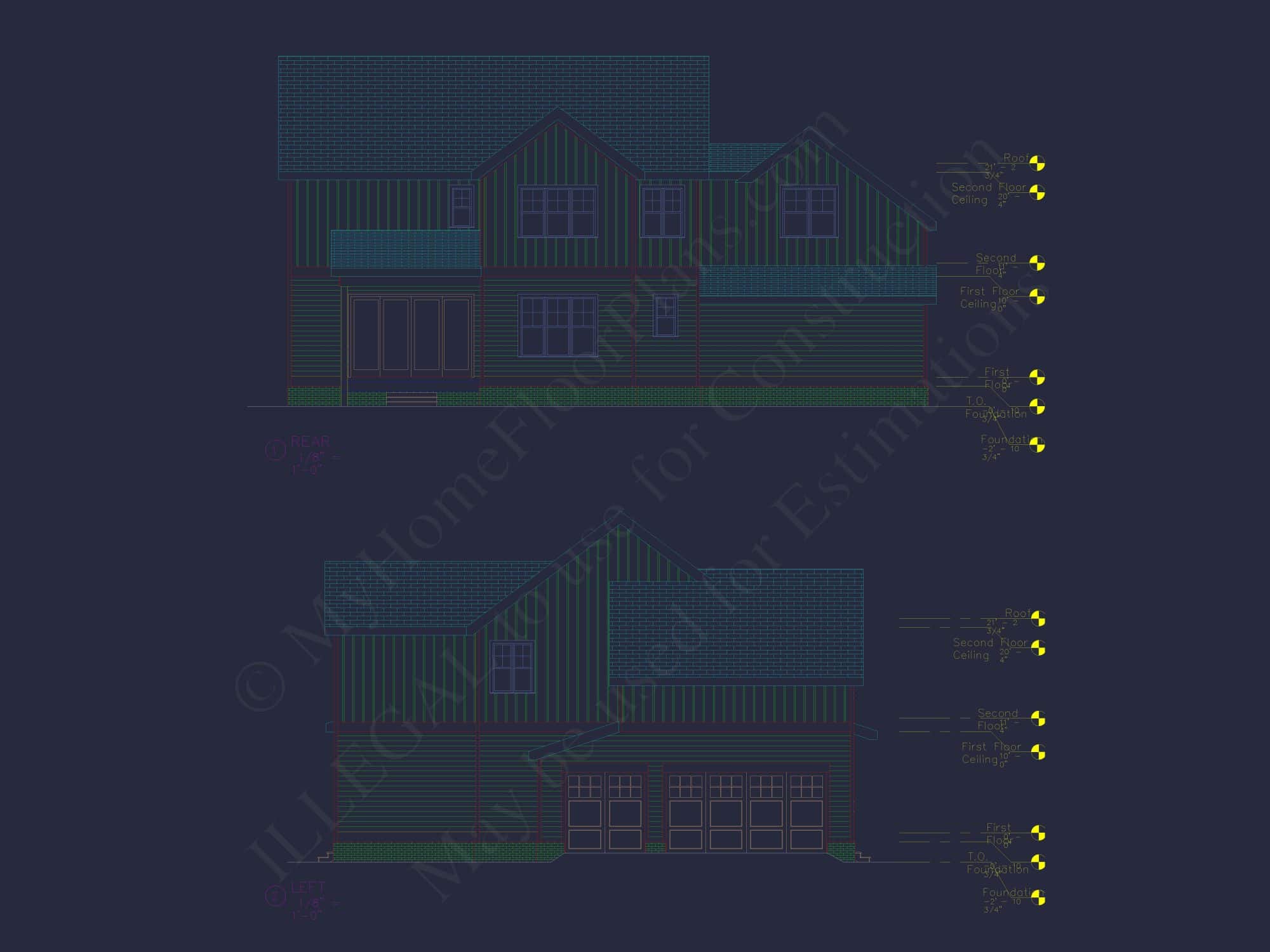 Traditional Craftsman Colonial Floor Plan with Covered Porch & CAD Blueprints